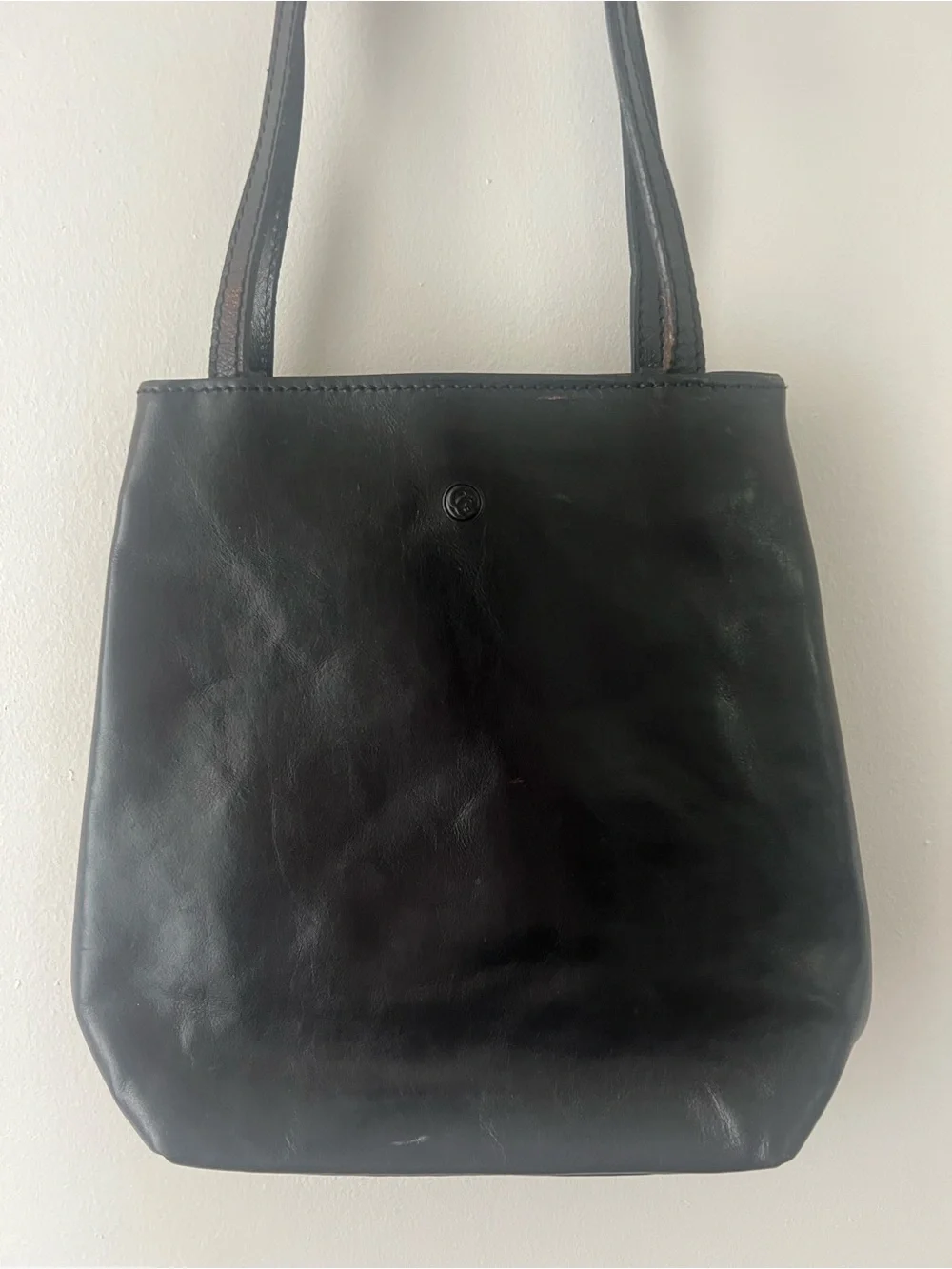 Classic Black Italian Leather Shoulder Bag